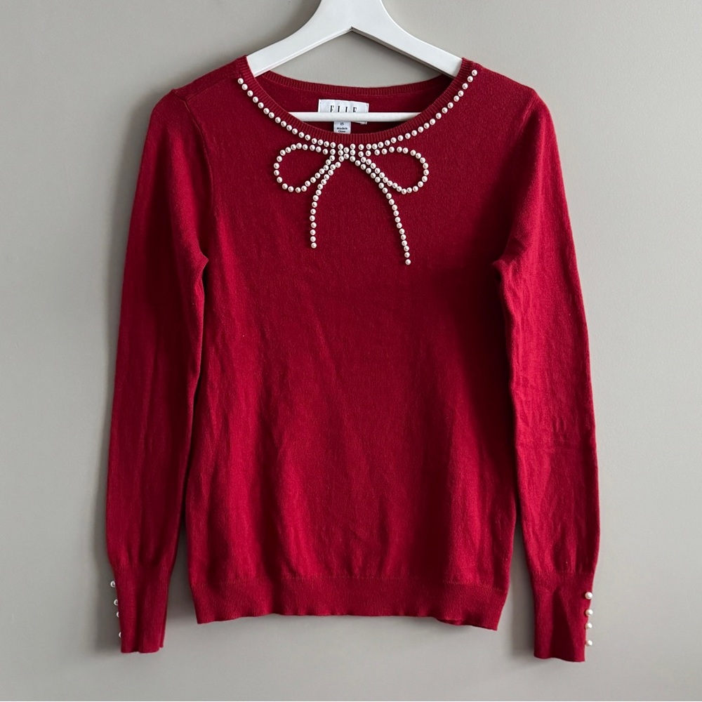 Elle Red Crew Neck Sweater